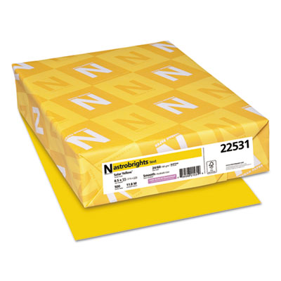 Color Paper, 24 lb Bond Weight, 8.5 x 11, Solar Yellow, 500/