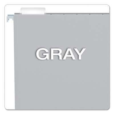 Colored Hanging Folders, Letter Size, 1/5-Cut Tabs, Gray, 25