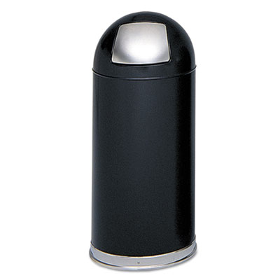 Dome Top Receptacle with Spring-Loaded Door, 15 gal, Steel, 