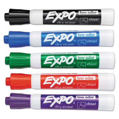 Low-Odor Dry-Erase Marker Value Pack, Broad Chisel Tip, Asso