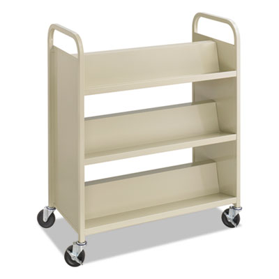 Steel Double-Sided Book Cart, Metal, 6 Shelves, 300 lb Capac