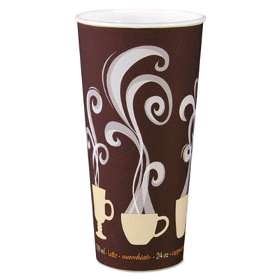 Thermoguard Insulated Paper Hot Cups, 24 oz, Steam Print Des