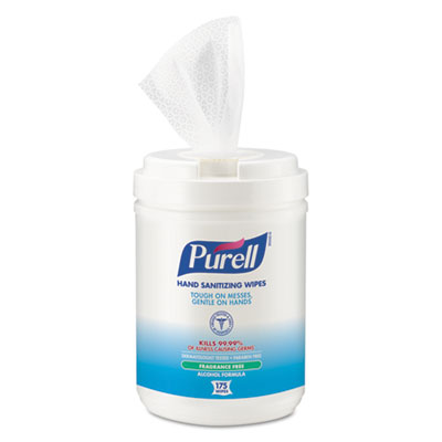 Hand Sanitizing Wipes Alcohol Formula, 6 x 7, Unscented, Whi