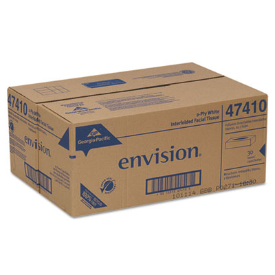Envision White Facial Tissue, 2-Ply, White, 100 Sheets/Box,