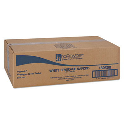 Embossed Beverage Napkins, 2-Ply, 9.5 x 9.5, White, 1,000/Ca