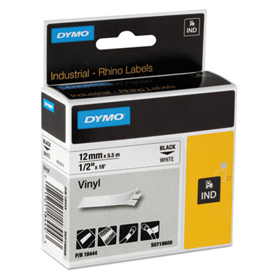 Rhino Permanent Vinyl Industrial Label Tape, 0.5" X 18 Ft, W