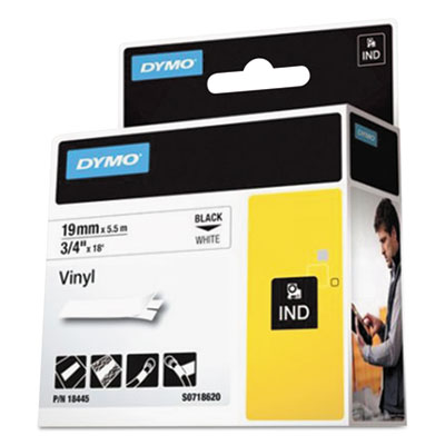 Rhino Permanent Vinyl Industrial Label Tape, 0.75" X 18 Ft,