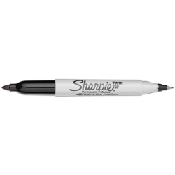 Twin-Tip Permanent Marker, Extra-Fine/fine Bullet Tips, Blac