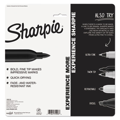 Fine Tip Permanent Marker, Fine Bullet Tip, Assorted Colors,