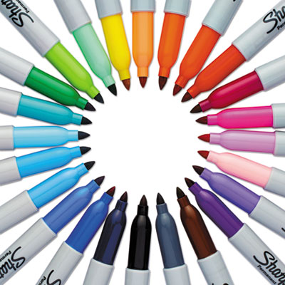 Fine Tip Permanent Marker, Fine Bullet Tip, Assorted Colors,