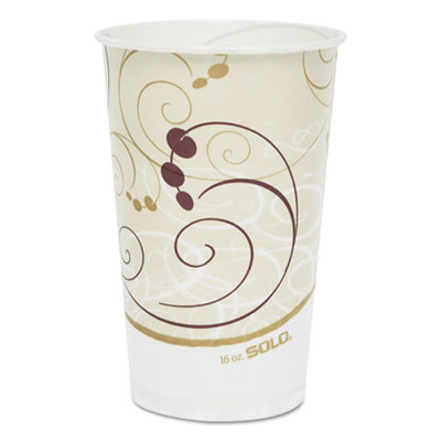 Symphony Treated-Paper Cold Cups, 16 oz, White/Beige/Red, 50