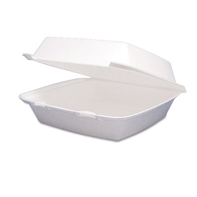 Foam Hinged Lid Containers, 8.38 x 7.78 x 3.25, White, 200/C