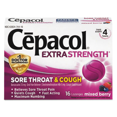 Extra Strength Sore Throat and Cough Lozenges, Mixed Berry,