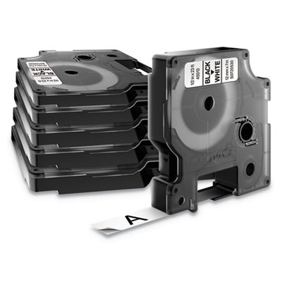 D1 Standard Labels, 0.5" x 23 ft, Black Print on White Tape,