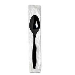 Individually Wrapped Heavyweight Spoon, Plastic, Black, 1,00