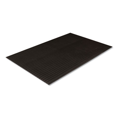 Ribbed Vinyl Anti-Fatigue Mat, Rectangular, Black Ribbed Sur