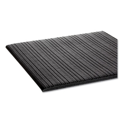 Ribbed Vinyl Anti-Fatigue Mat, Rectangular, Black Ribbed Sur