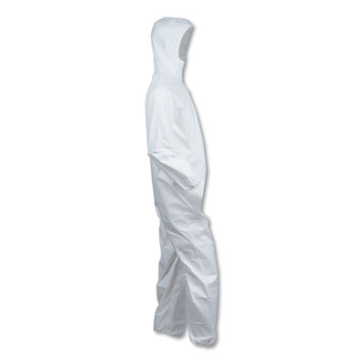 A40 Elastic-Cuff and Ankles Hooded Coveralls, X-Large, White