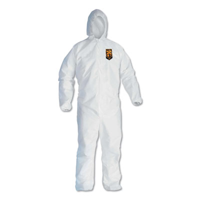 A40 Elastic-Cuff and Ankle Hooded Coveralls, Large, White, 2