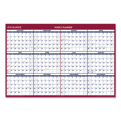 Erasable Vertical/Horizontal Wall Planner, 32 x 48, White/Bl