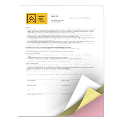 Revolution Carbonless 3-Part Paper, 8.5 x 11, White/Canary/P