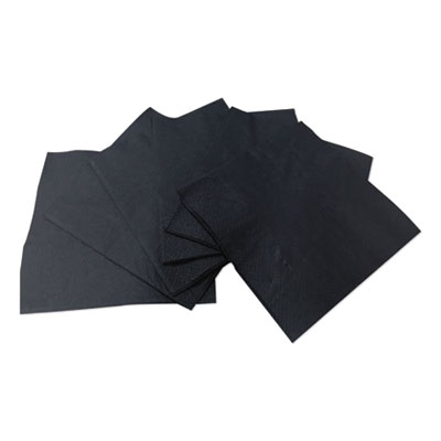 Cocktail Napkins, 1-Ply, 9 x 9, Black, 4,000/Carton