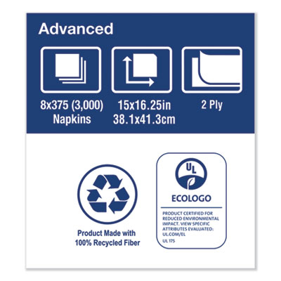 Advanced Dinner Napkins, 2-Ply, 15 x 16.25, White, 375/Pack,
