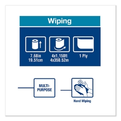 Basic Paper Wiper Roll Towel, 1-Ply, 7.68" x 1,150 ft, White