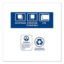 Windshield Towel, 2-Ply, 9.13 x 10.25, Blue, 140/Pack, 16 Pa