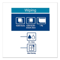 Heavy-Duty Paper Wiper, 1-Ply, 9.25 x 16.25, Unscented, Whit