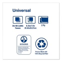 Universal Facial Tissue, 2-Ply, White, 100 Sheets/box, 30 Bo