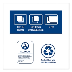 Multipurpose Paper Wiper, 2-Ply, 9 x 10.25, White, 110/Box,