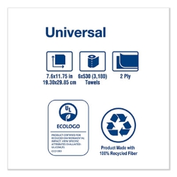 Centerfeed Hand Towel, 2-Ply, 7.6 X 11.75, White, 530/roll,