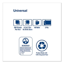 Universal Bath Tissue, Septic Safe, 2-Ply, White, 500 Sheets