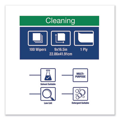 Low-Lint Cleaning Cloth, 1-Ply, 9 x 16.5, Unscented, Turquoi