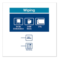Paper Wiper, Centerfeed, 2-Ply, 9 X 13, White, 800/roll, 2 R