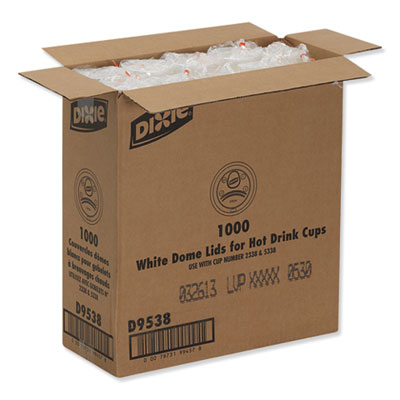 Dome Hot Drink Lids, WiseSize, Fits 8 oz Hot Cups, Plastic,
