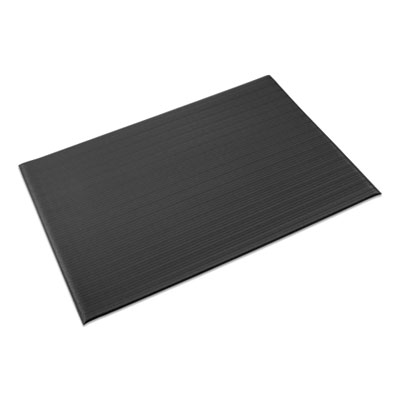 Ribbed Vinyl Anti-Fatigue Mat, Rectangular, Black Ribbed Sur