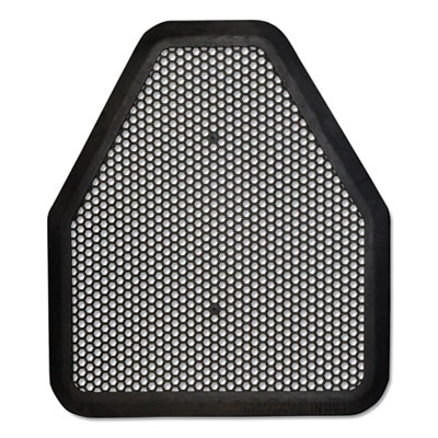 Urinal Mat, Shield-Shaped, Black Non-Slip Perforated Surface