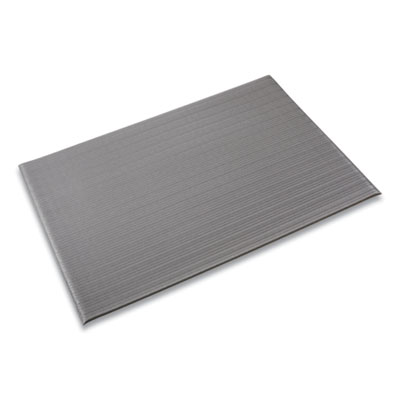 Ribbed Vinyl Anti-Fatigue Mat, Rectangular, Gray Ribbed Surf