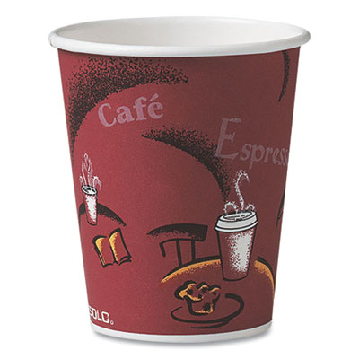 Paper Hot Drink Cups in Bistro Design, 3.35" Diameter x 3.82