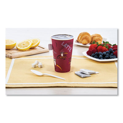 Paper Hot Drink Cups in Bistro Design, 16 oz, Maroon, 1,000/