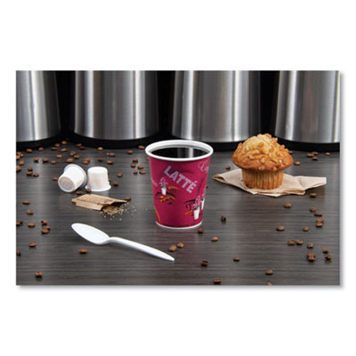 Paper Hot Drink Cups in Bistro Design, 3.35" Diameter x 3.82