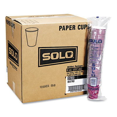 Paper Hot Drink Cups in Bistro Design, 3.35" Diameter x 3.82