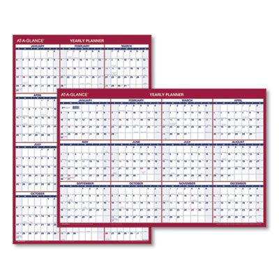 Erasable Vertical/Horizontal Wall Planner, 32 x 48, White/Bl