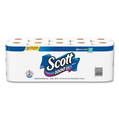 1000 Bathroom Tissue, Septic Safe, 1-Ply, White, 1,000 Sheet