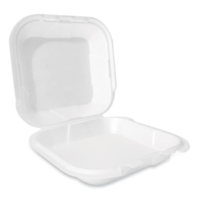 Foam Hinged Lid Container, Secure Two Tab Latch, Poly Bag, 9