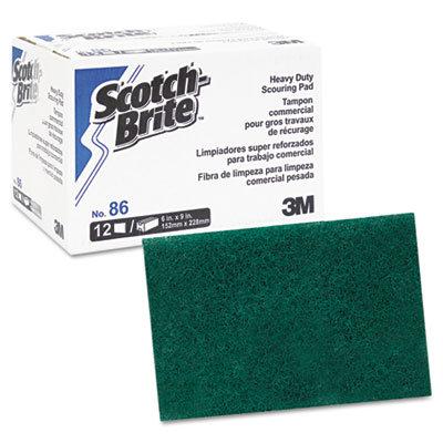 Heavy-Duty Scouring Pad 86, 6 X 9, Green, Dozen