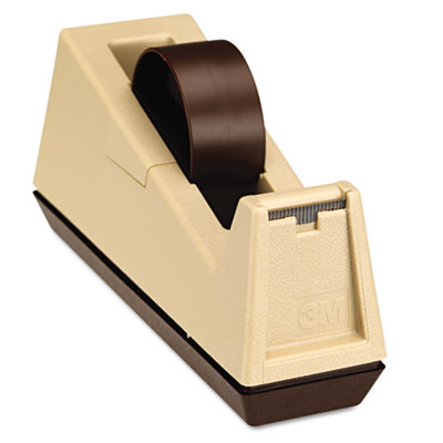 Heavy-Duty Weighted Desktop Tape Dispenser, 3" Core, Plastic