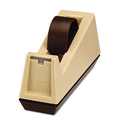 Heavy-Duty Weighted Desktop Tape Dispenser, 3" Core, Plastic